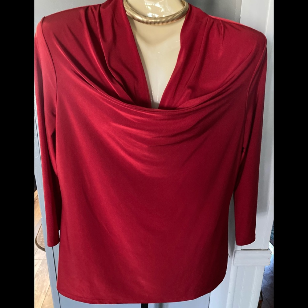 DANA BACHMAN Red Sz MED drape neckline BLOUSE